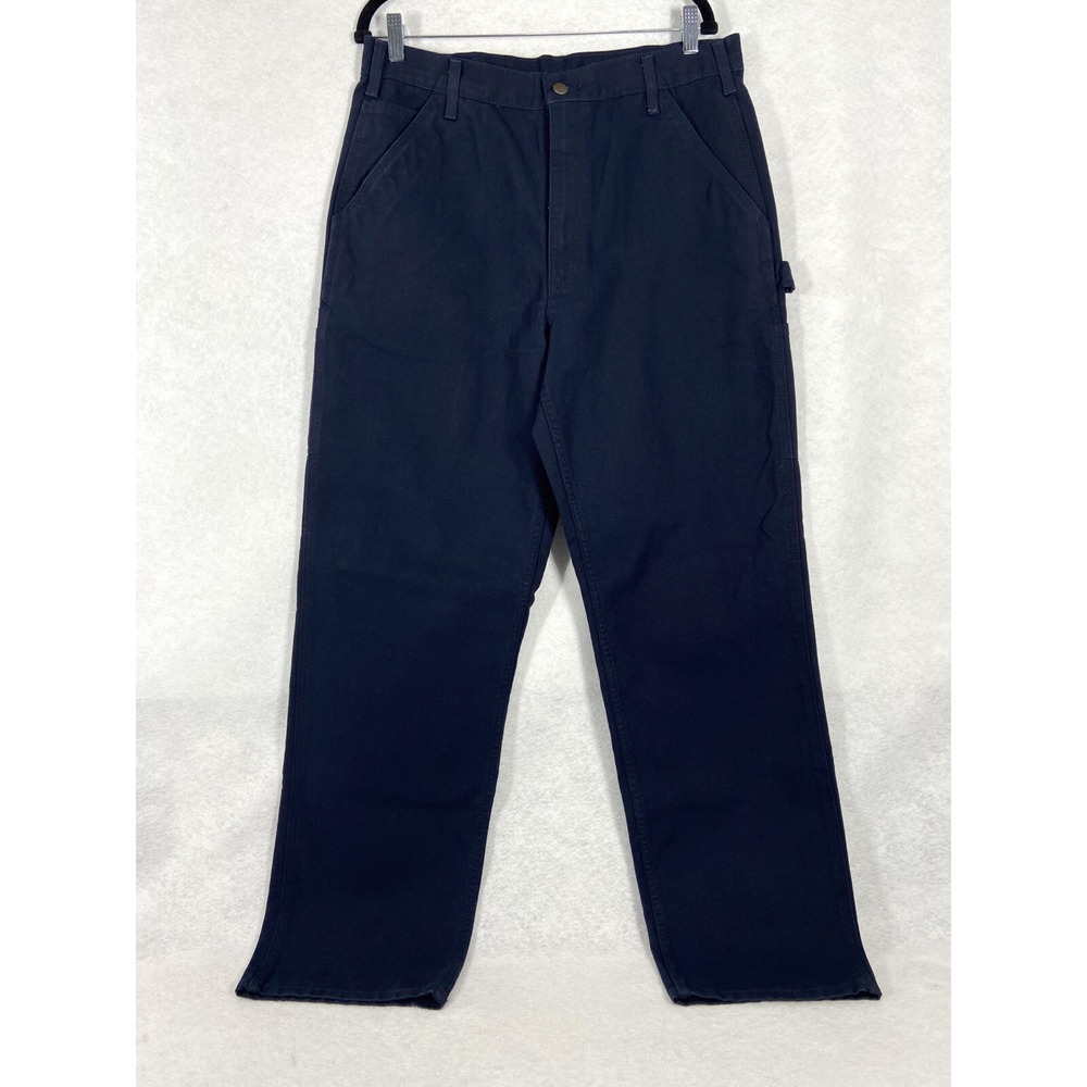 Carhartt Pants Mens 35x34 Blue Canvas Washed Duck Utility Work Loose Fit New